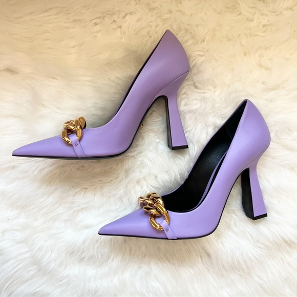 New! VERSACE Medusa Chain Leather Heels - Picture 11 of 14